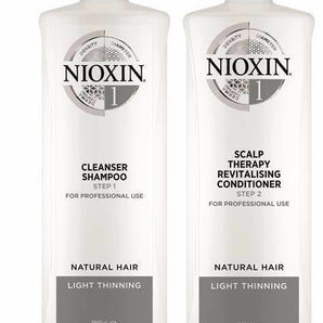 Nioxin Professional System 1 Cleanser Shampoo & Revitalising Conditioner Litre Duo Natural Light Thinin - On Line Hair Depot