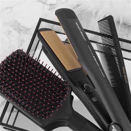 Silver Bullet Keratin 230 Wide Hair Straightener BONUS Clips, Mat, Brush, Comb - Australian Salon Discounters