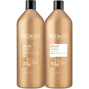 Redken All Soft Shampoo & Conditioner 1 Litre DUO for Dry, Brittle Hair in need of Moisture - On Line Hair Depot