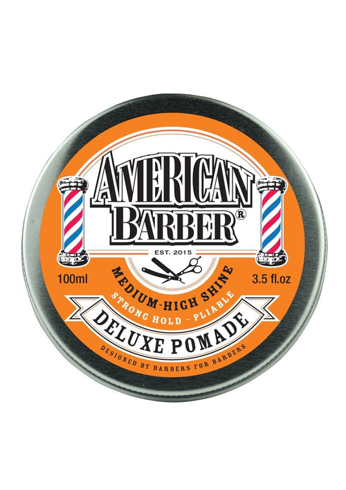 American Barber Deluxe Pomade 100ml Pack Mens Styling High Shine (1x100ml) - Australian Salon Discounters