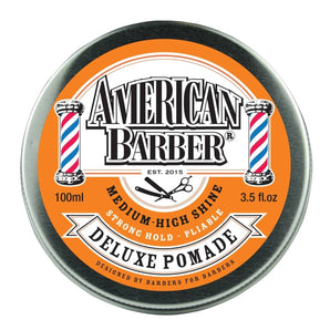American Barber Deluxe Pomade 100ml Pack Mens Styling High Shine (1x100ml) - On Line Hair Depot
