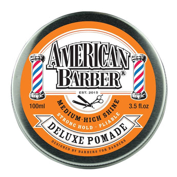 American Barber Deluxe Pomade 100ml Pack Mens Styling High Shine (1x100ml) - On Line Hair Depot