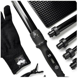 H2D Black Professional Curling Wand with 5 Different Barrel Sizes Included