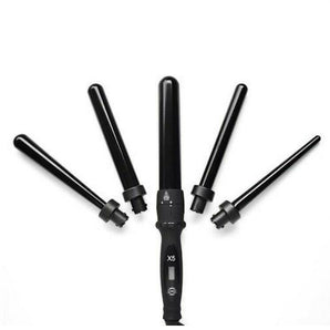 H2D Black Professional Curling Wand with 5 Different Barrel Sizes Included